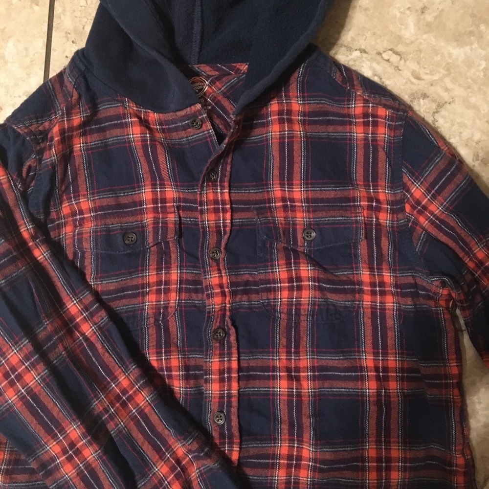 Stripe flannel button up shirt